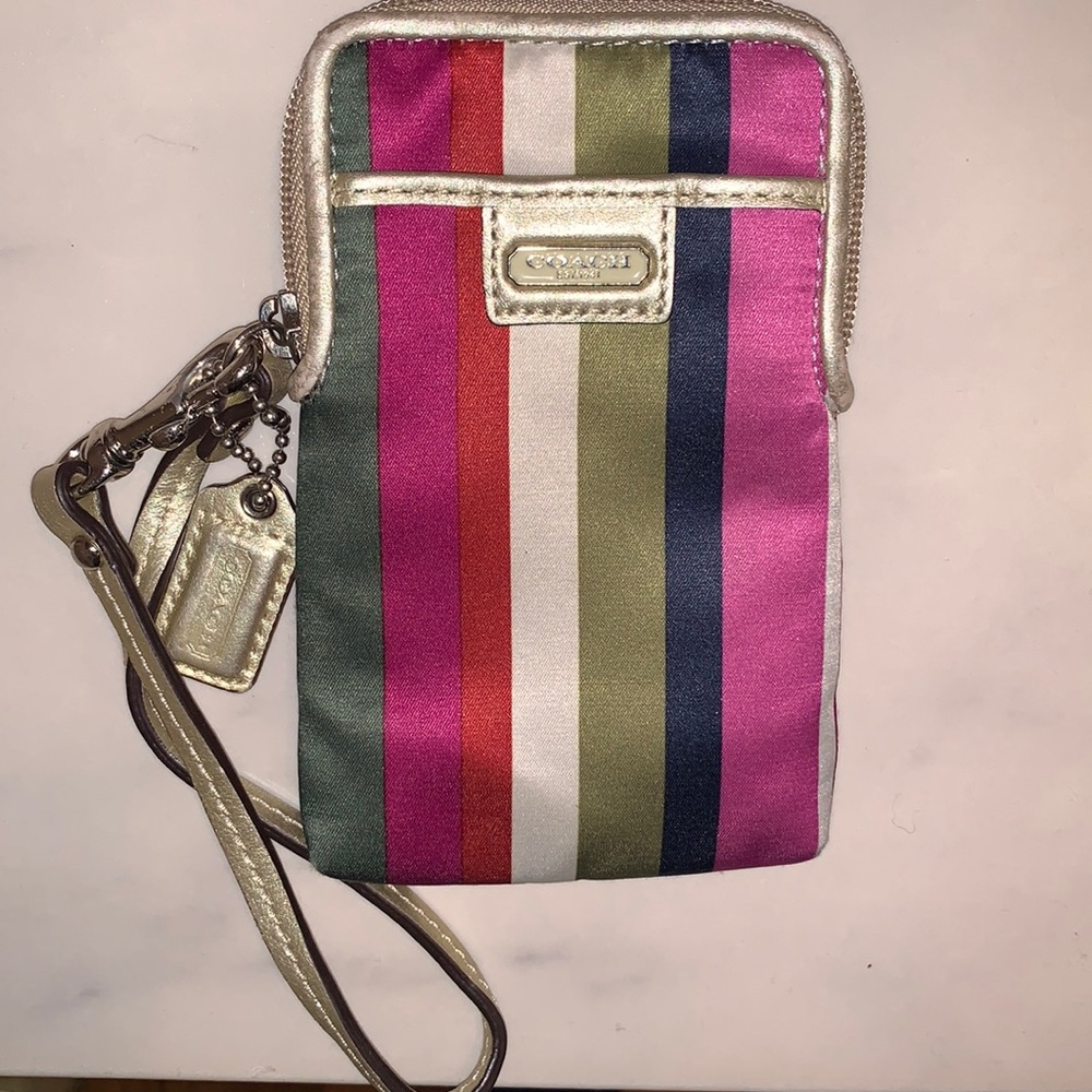 Coach Multicolor Stripe Wristlet